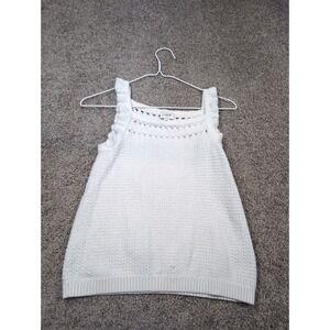 J. Crew White Knit Tank Top Ruffle‎ Shoulder Square Neck Casual Women's XS